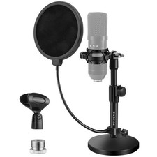 Multifunctional Desktop Microphone Stand, Adjustable Mic Stand Desk with Pop ...