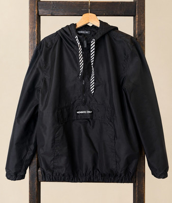 Members Only Men s Black Hooded Anorak Jacket Zip Closure Size L