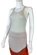 Rick Owens Anthem SS11 Auth 12 US 48 IT L Gray Ribbed Silk Tank Top Shirt Runway