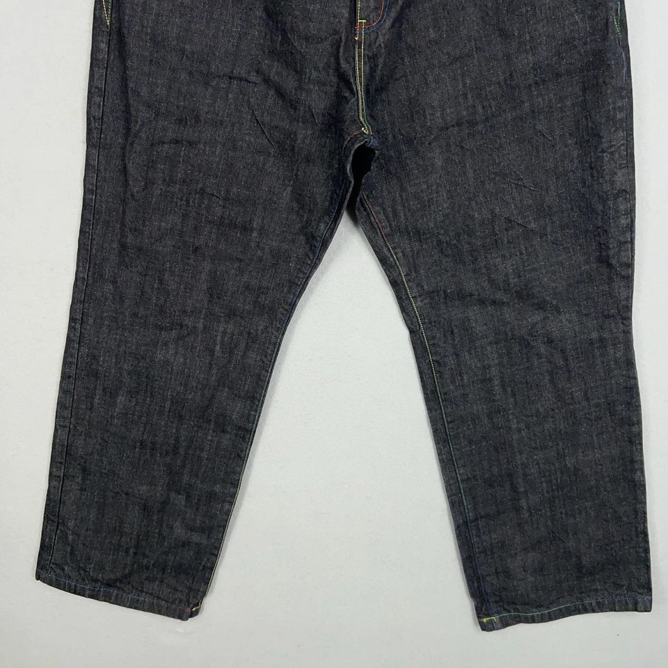 Miskeen Jeans Mens 42 Baggy Fit Rainbow Stitch Embroidered Pocket Punk Denim Y2K - Image 4 of 4