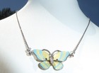 VINTAGE VB VOLMER BAHNER DENMARK STERLING SILVER ENAMEL BUTTERFLY NECKLACE — photo 2