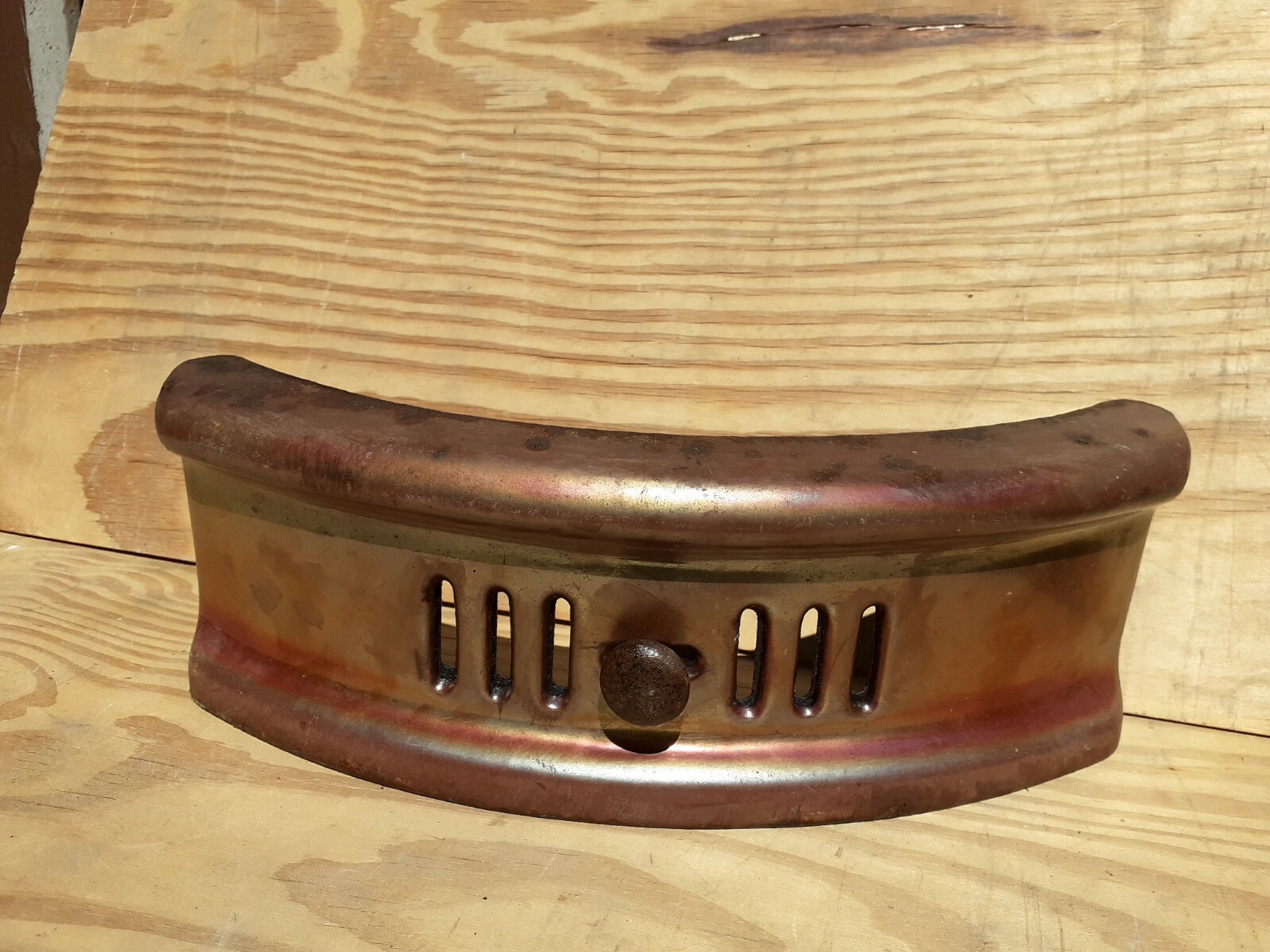 Vintage Iridescent Lustre Enamel Fire Ash Pan Cover Dampener Rare