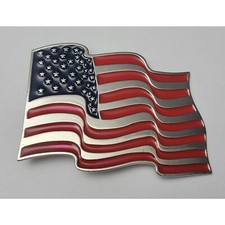 Waving American Flag Gold Tone Novelty Belt Buckle