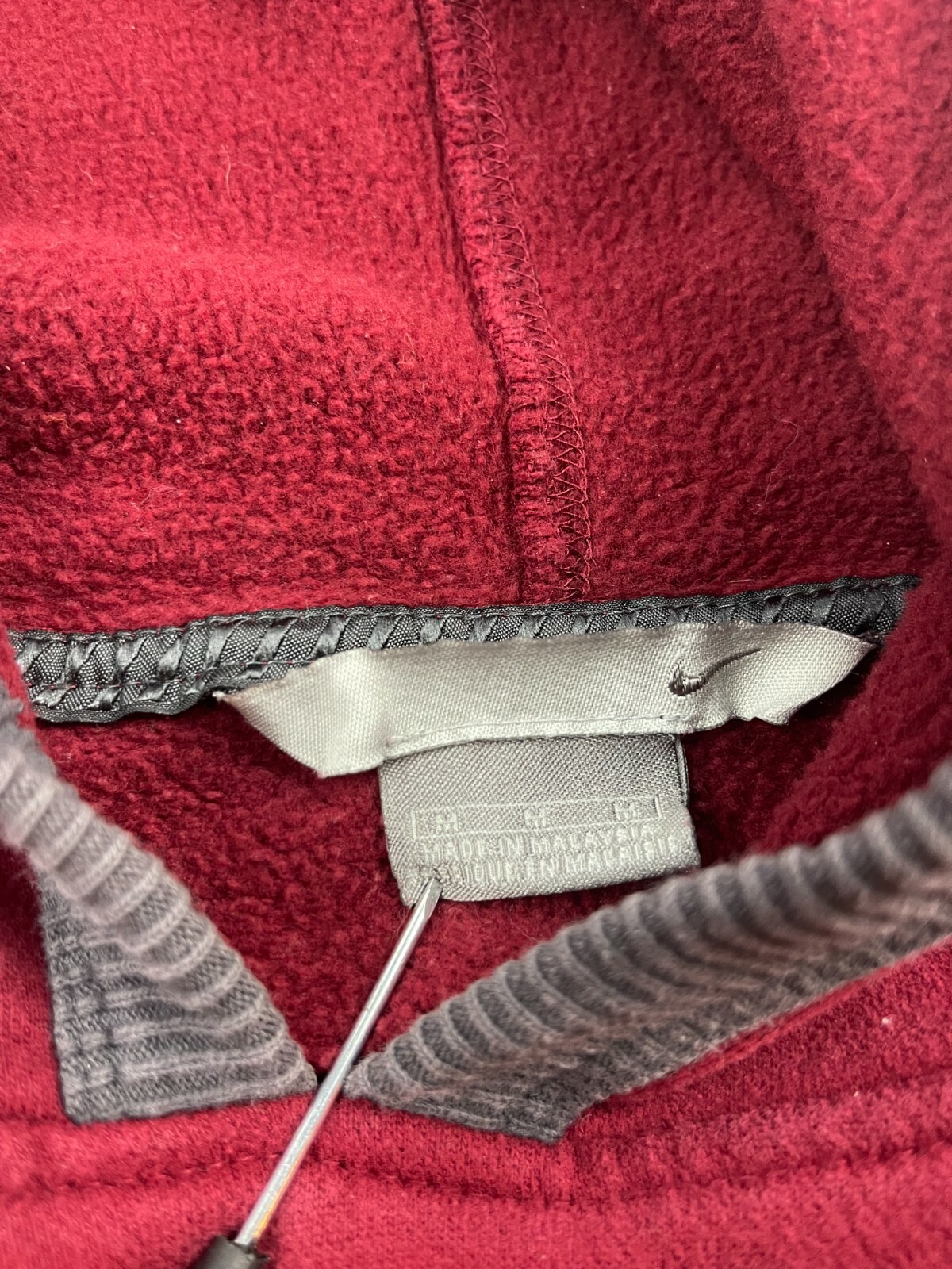 RARE Vtg Nike Center Swoosh Check Hoodie Silver Tag Red/Maroon Sweatshirt Sz Med image 8