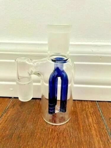 14MM BLUE GLASS WATER PIPE ASH CATCHER CLEAR 3ARM TREE PERC 90DEGREE