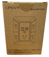 Qinlianf HR-519D 5 Outlet Extender with 4 USB C Ports