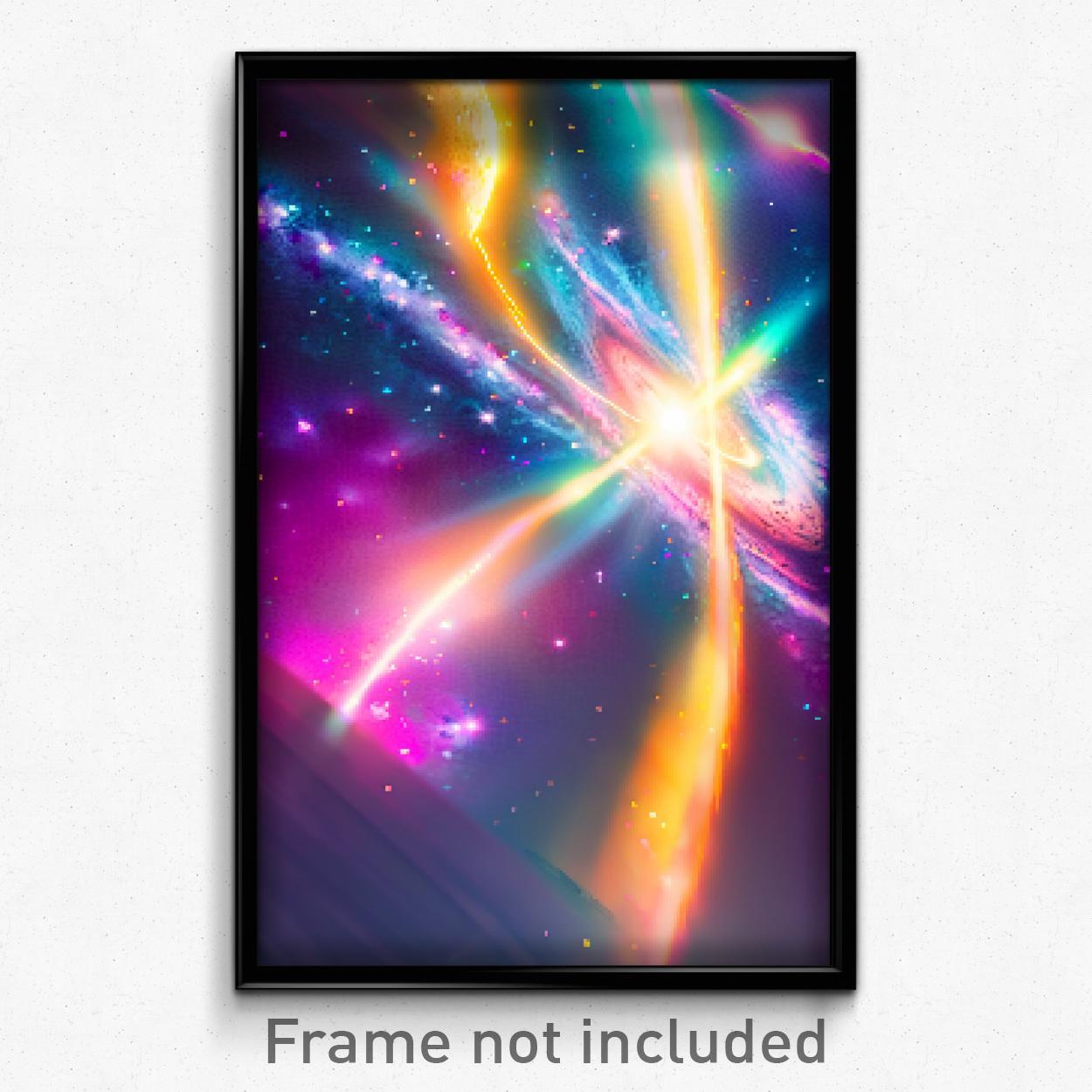 Pixel Art Poster - Exotic Galaxy (8 Bit Psychedelic Trippy Video Game Print)
