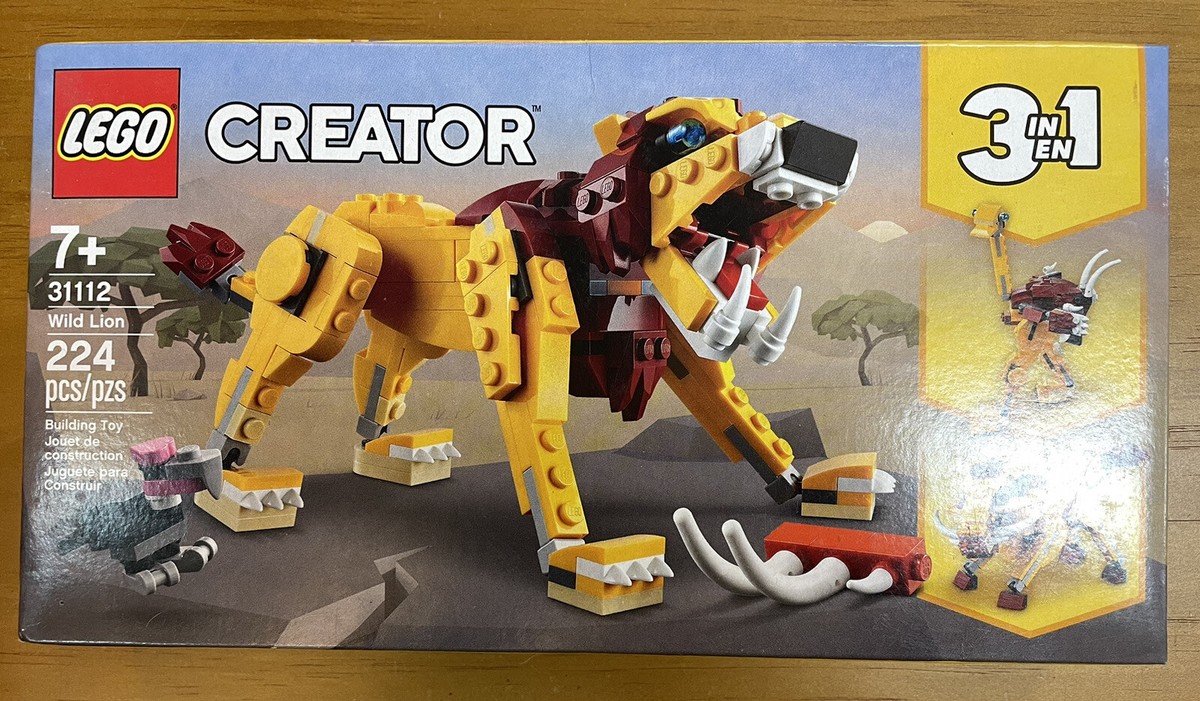 NEW LEGO Creator 3 in 1 Wild Lion Animal 224 Piece Set 31112 Lion