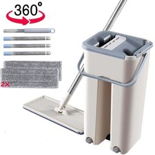 MAGICAL Mop and Bucket Set Multi-Functional Wash & Dry Flat Squeeze 360°+2 Pads