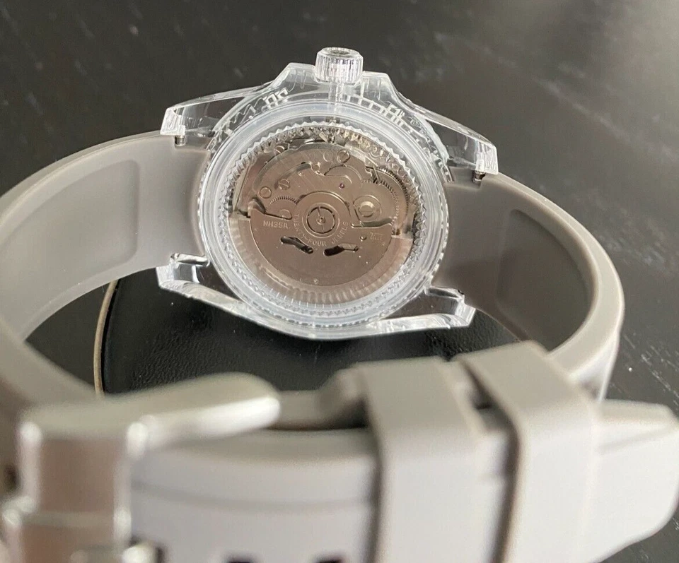 Reloj Mod Personalizado 40mm Caja Transparente NH35 Movimiento Automático Esfera Gris  Foto 4 de 4