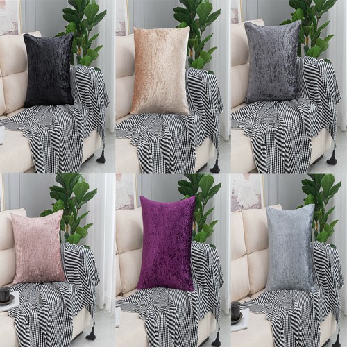Crushed Velvet Cushion Covers Luxury Plain 17"X17", 20"X20" 22"X22", 24