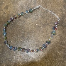 NACHLASS SCHMUCK Vintage Millefiori Kunst Glas Herz Halskette Metall vielleicht dünn Silber