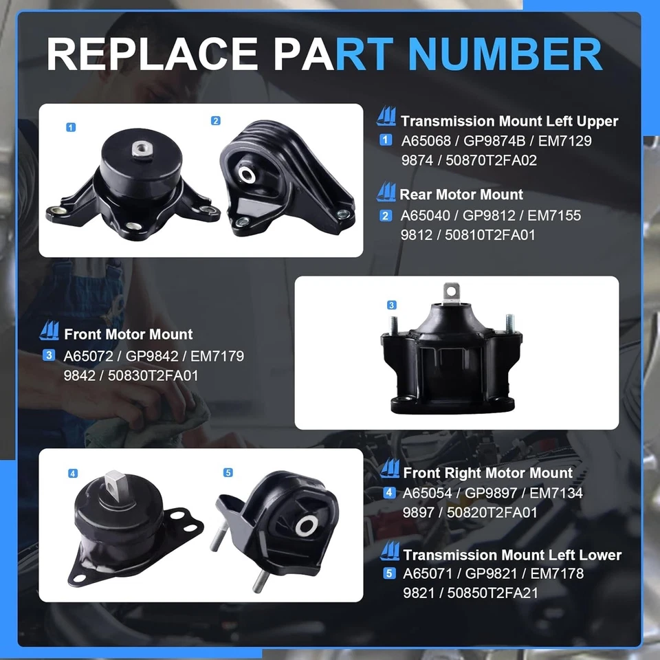 Conjunto de montagem de motor compatível com Honda Accord L4 2.4L 2013-2017 automático... - Imagem 3 de 4