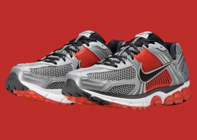 Nike Air Zoom Vomero 5 Metallic Silver Black Bright Crimson Nby FJ4151-005 Men's