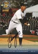 2013 Charleston RiverDogs CESAR VARGAS Signed Card autograph AUTO YANKEES PADRES