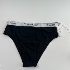 Calvin Klein Swimwear Women UPF50 Bikini Bottom w/ Logo Black Size XL NWT