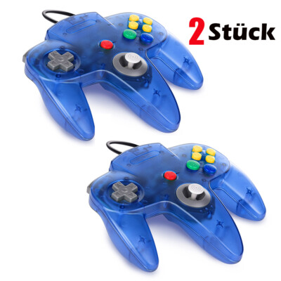 1/2Pcs N64 USB Controller Gamepad für Nintendo 64 PC Raspberry Pi Mac Clear Blau