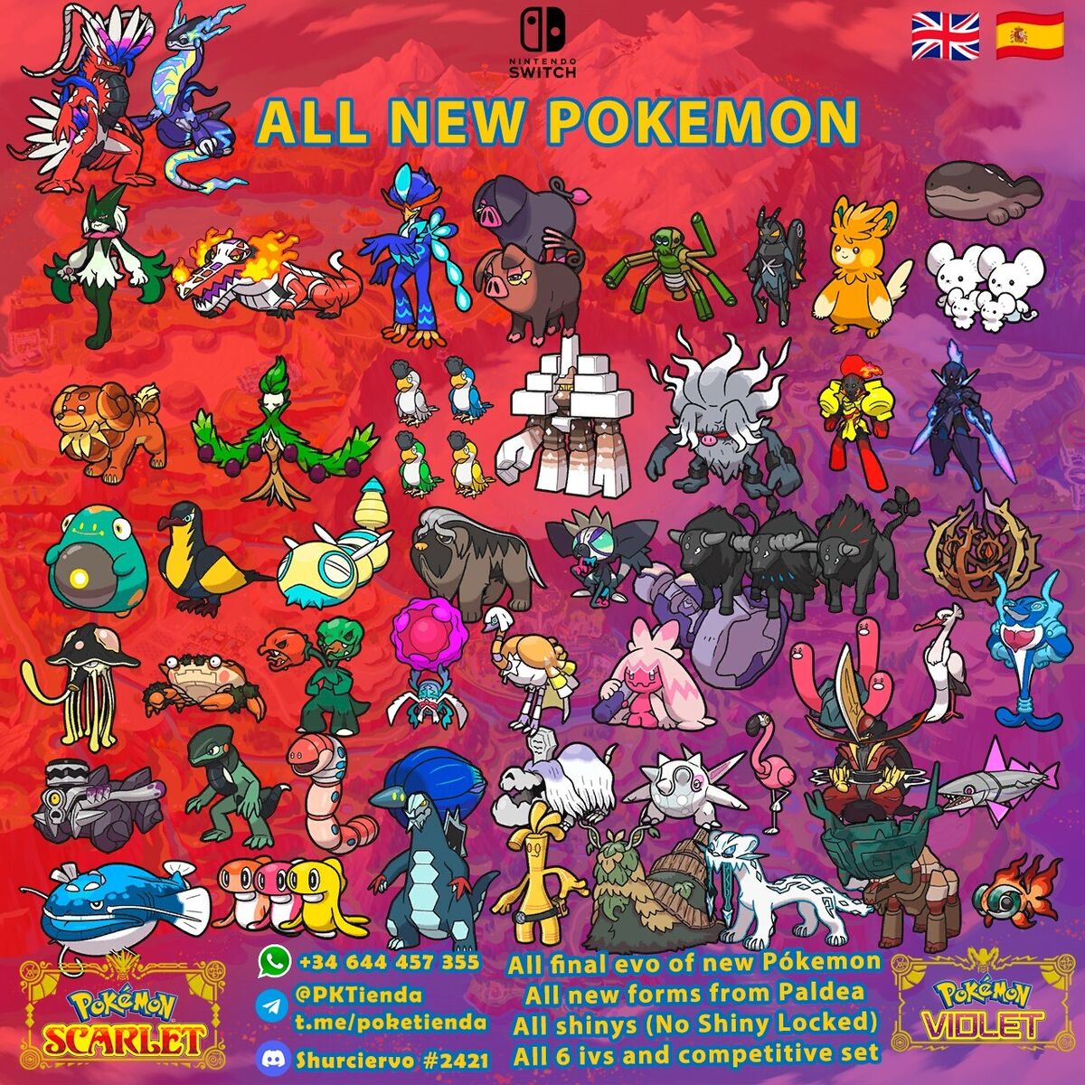 ✨ COMPLETE PALDEA POKEDEX ALL NEW SHINY ✨🍊 Pokemon Scarlet Violet  escarlata 🍇