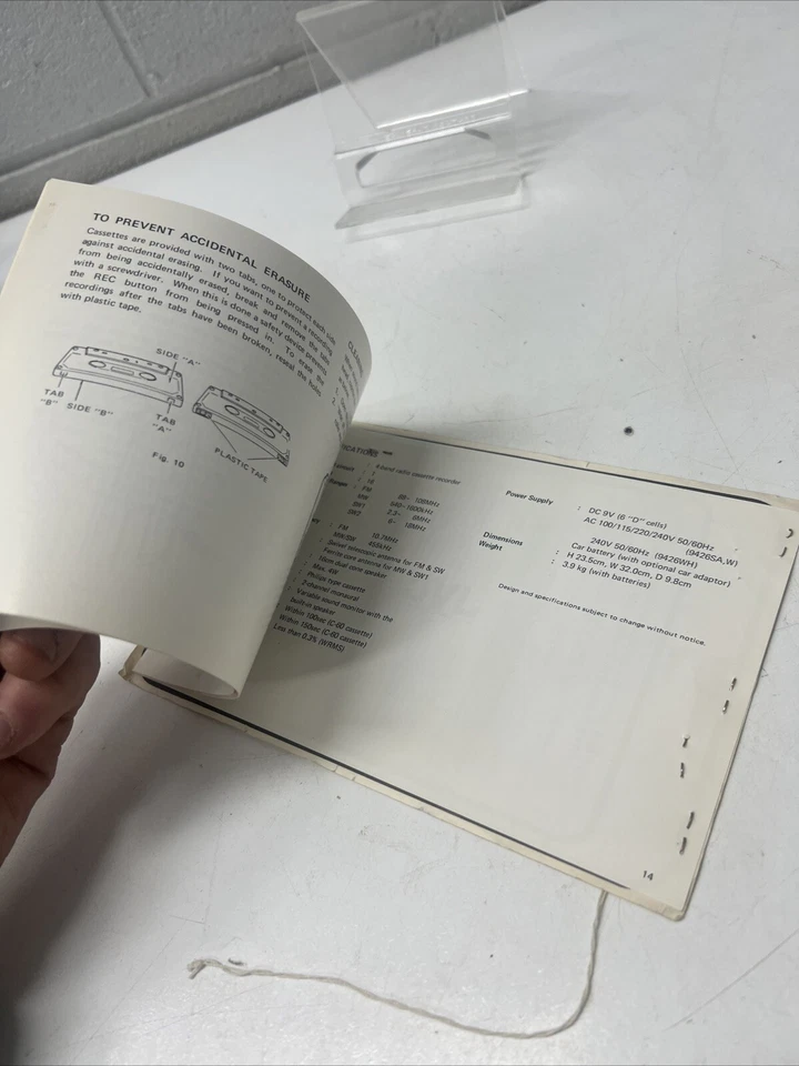 OPERATING INSTRUCTIONS RADIO CASSETTE RECORDER JVC 9426SA W WH 1970s - image 4 of 4