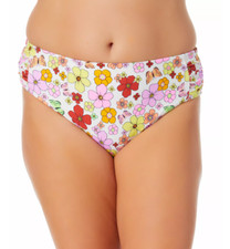 California Waves Plus Size Floral-Print Swim Bottoms Multi Size 2 20/22 3725