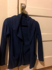 Amazing Monrow Open Cardigan Jacket Indigo Blue Size Small 100% Cotton Pockets 