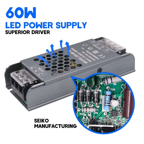 DC 12V 24V LED Transformador Fuente de alimentación conmutada Tira LED Transformador 60W-400W - Imagen 5 de 34