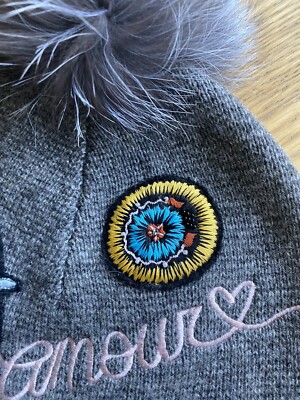 Cinq A Sept Women Wool Grey Fur Pompom Embellished Beanie Hat One Size Cinq À Sept Women Wool Grey Fur Pompom Embellished Beanie  main image 3