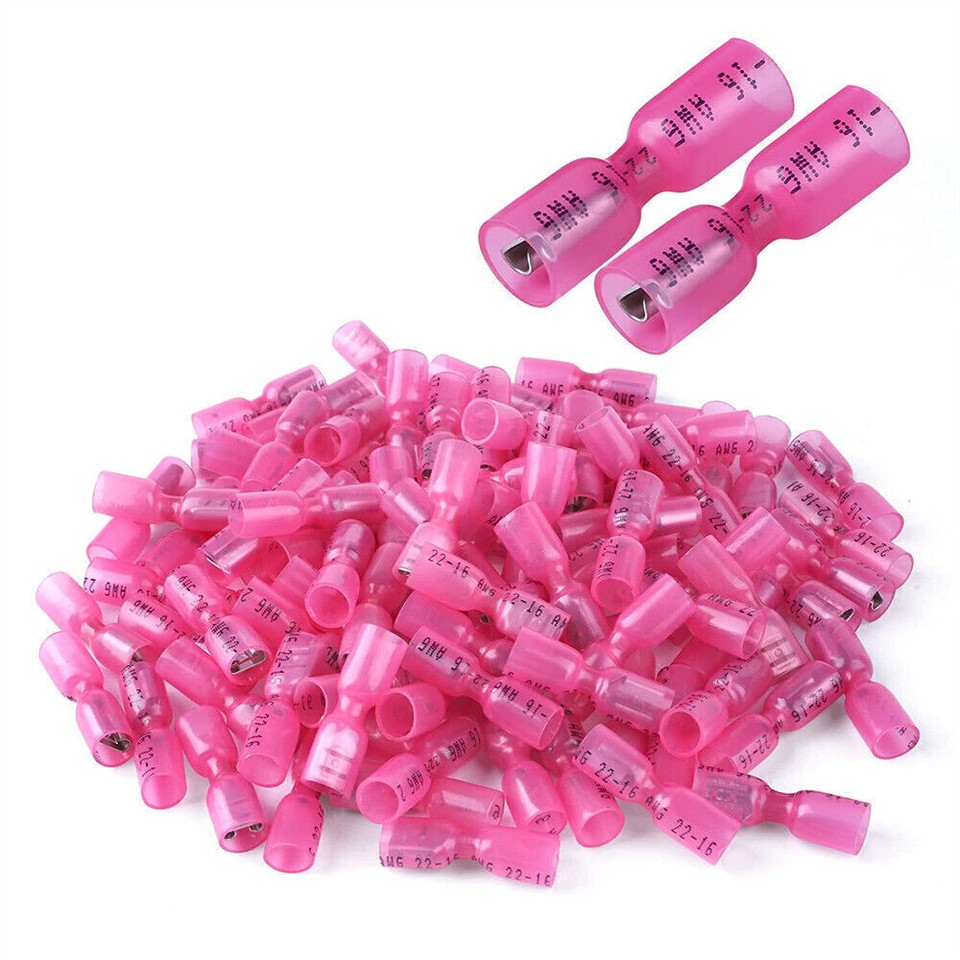 50x Female Heat Shrink Spade Terminals 2210AWG Wire Quick Disconnect