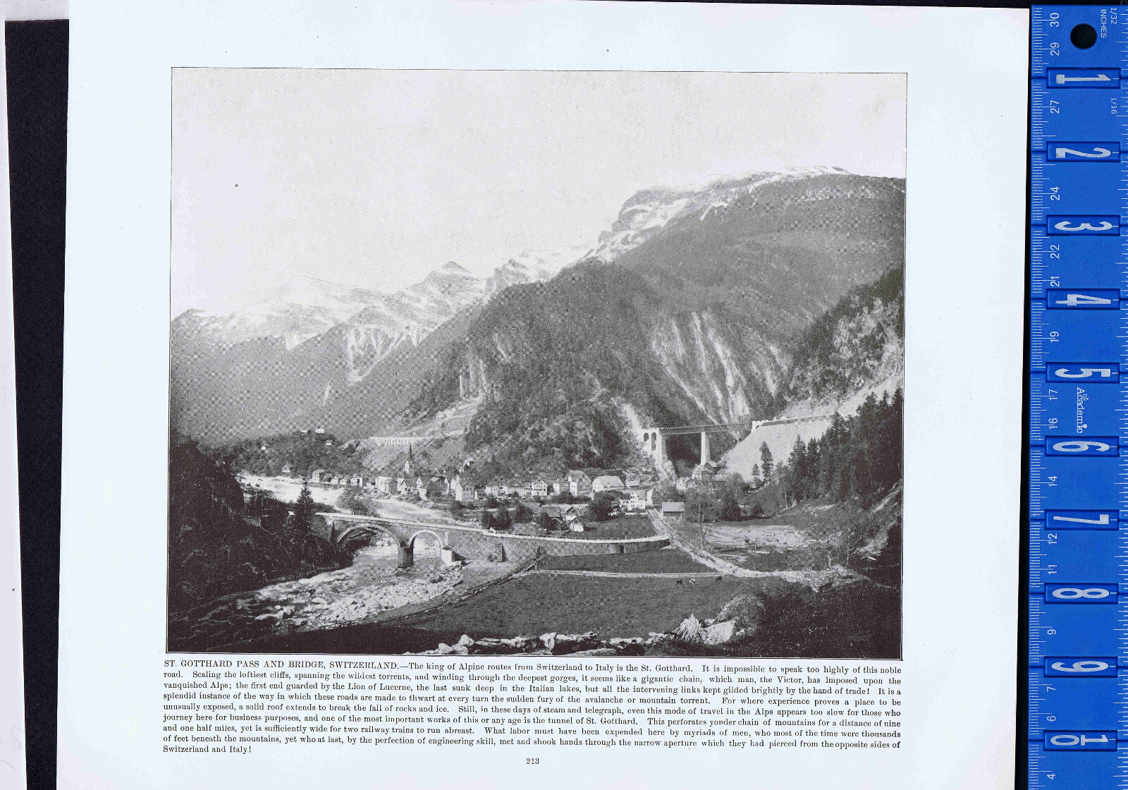 St. Gotthard Pass and Devil's Bridge, Switzerland -1892 Antique World Print
