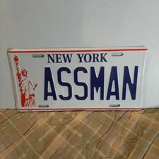 Seinfeld Cosmo Kramer's ASSMAN STAMPED Replica Prop License Plate AUTO TAG (NEW)