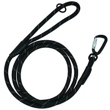 6ft Dog Leash with Carabiner Reflective Nylon Rope Small to Large Dogs Black