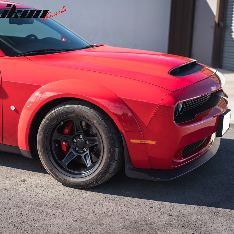 IKON MOTORSPORTS Front Lip For Dodge Challenger Demon & Widebody 2018-2023 – DM Style Textured Black