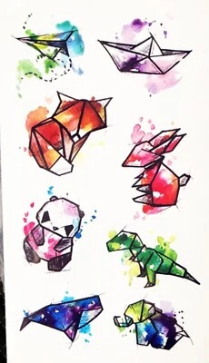 MARKENLOS Temporäres Kinder-Tattoo Set Wasserfest Klebetattoo Panda Dino Fuchs Hase