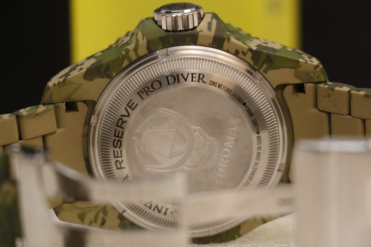 Invicta Reserve Hydromax Swiss Ronda Camo 52mm, Steel, Aqua