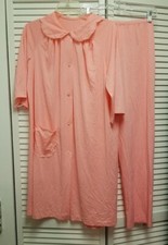 Woman's Vintage Shadowline Bright Pink Night Top Pants Sz M Pajamas Lingerie
