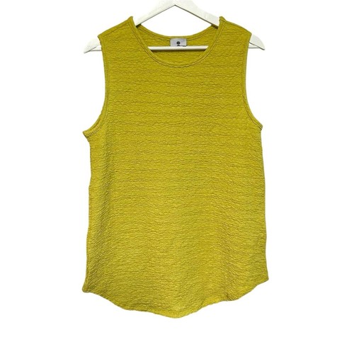 Inoah S Lime Crinkle Tank contemporary relaxed fit blouse flowy hem blouse