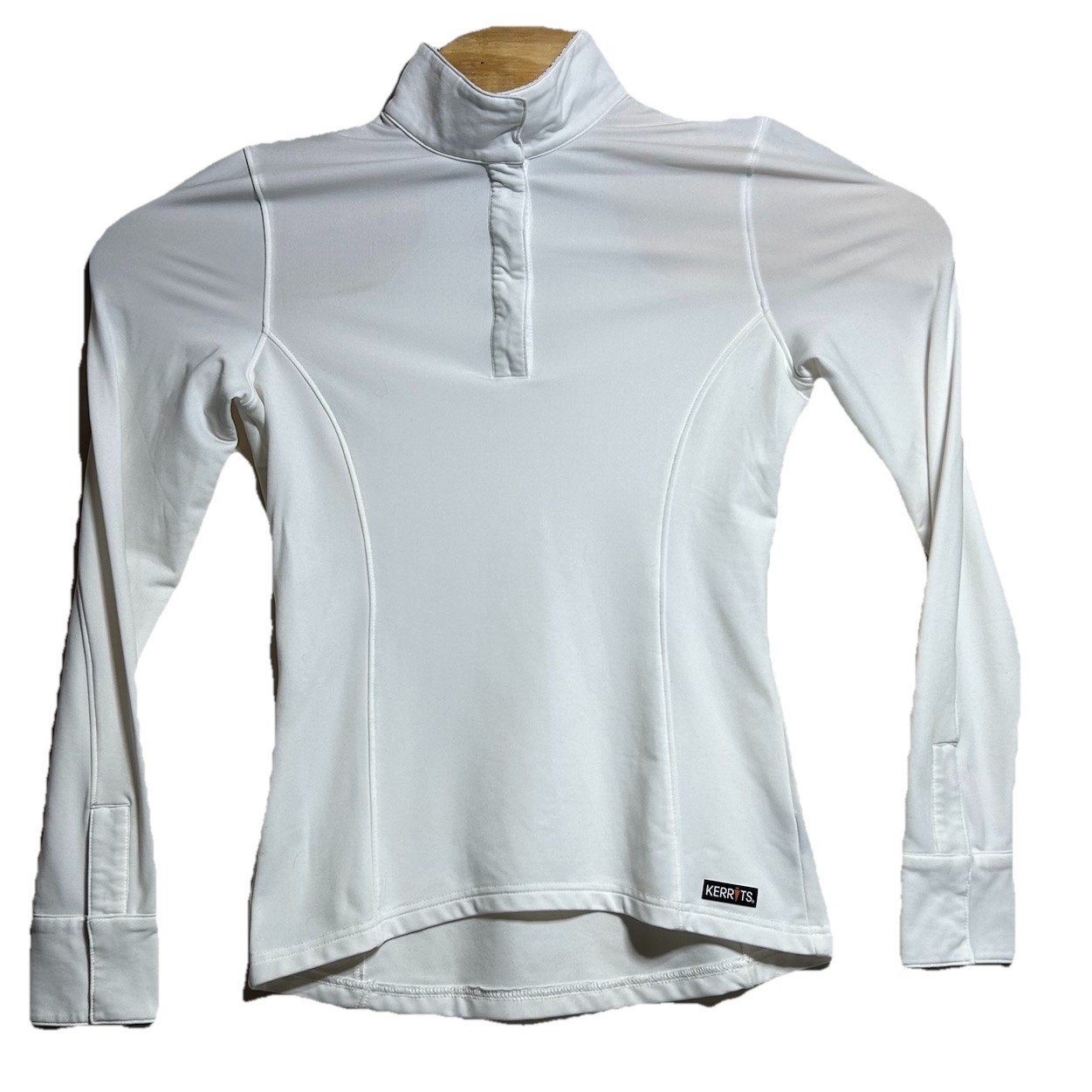 Kerrits Performance Riding Top XS White Long Sleeve Quarter Zip Equestrian