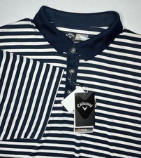 NWT Callaway Golf Polo Shirt Men s Large Navy Mood Indigo Striped Opti-Series