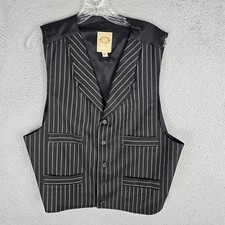 Wah Maker Vest Mens XL Black Frontier Clothing Pinstripe Western Notched Lapel