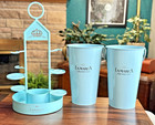 LaMarca Prosecco Signature Blue Metal Display & 2 Ice Bucket - OOAK - NEW