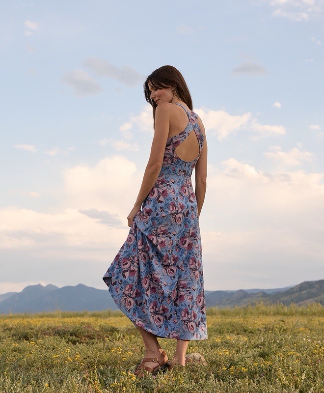 Pact Fit And Flare Open Back Maxi Dress Gathered Joys Floral W2X S | eBay