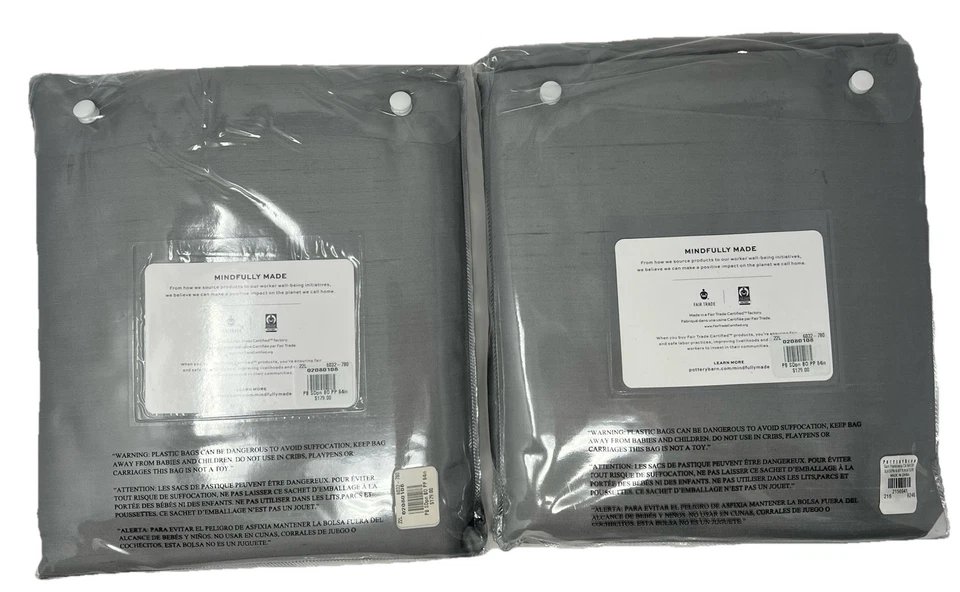 Pottery Barn Silk Dupioni Blackout Curtains (2) 50 x 84" Platinum_NWT_#TK - Image 2 of 4