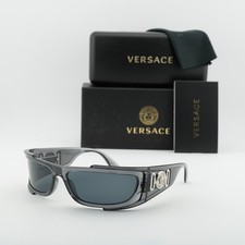 New Versace VE4446 593/87 Grey Transparent/Dark Grey 67-16-120 Sunglasses