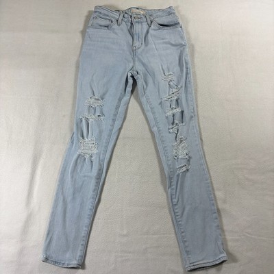 Levi's 721 High Rise Skinny Jeans W28 L30 Fits Like 26x28 Distressed Light Wash