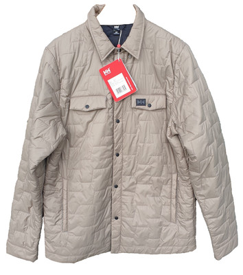 Helly Hansen lifaloft insulator shirt men's shacket large beige quilted