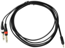 Rockville RNDSM10B 10ft 3.5mm TRS to Dual 1/4in TS Cable, 100% 10 feet, Black