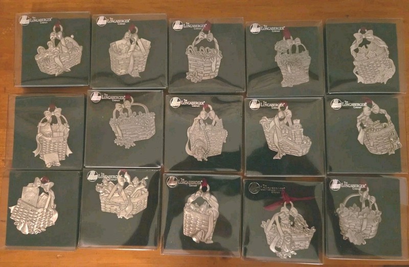 15 DIFFERENT LONGABERGER 1985 & MORE COOKIE BASKET PEWTER ORNAMENT NEW CONDITION