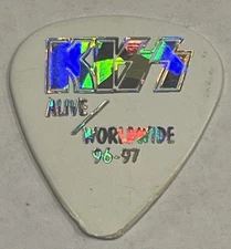Kiss Gene Simmons Alive Worldwide Guitar Pick, White Fractured Prism