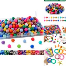 200Pcs 12mm Silicone Beads Bulk Mixed Colors Round Bead DIY Crafts Keychain Pen