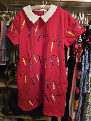 Really Rex Boutique Red Sequin Collared Cap Sleeve Knee Length Shift Dress L